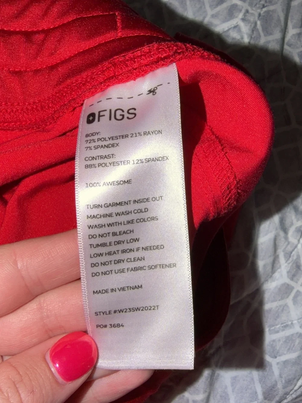Figs Red Drawstring Kade Scrub Pants size L-tall - Picture 2 of 5